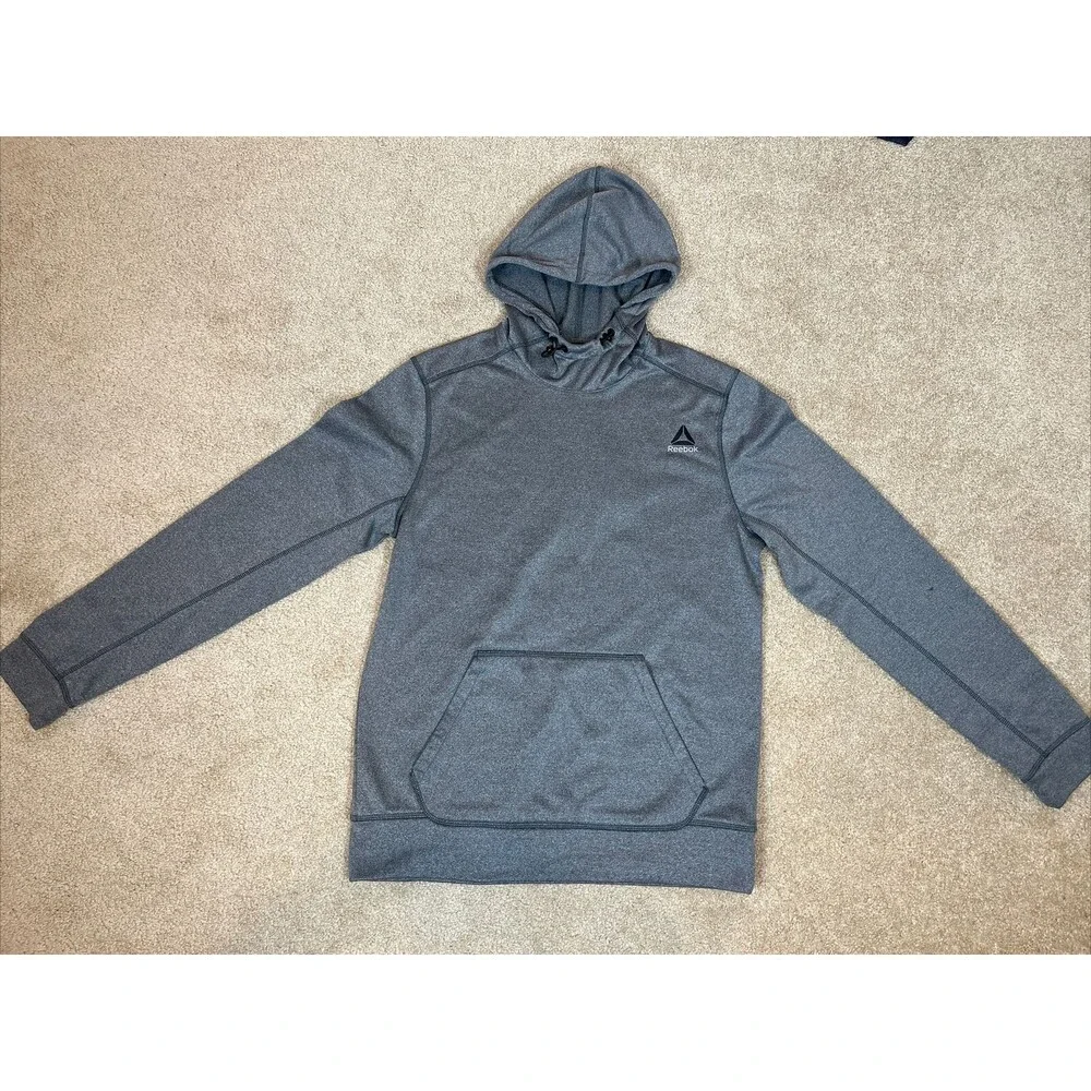 Reebok Hoodie Mens/ Teenagers Gray Printed Logo Speedwick Pull Over Jumper‎ Sz S